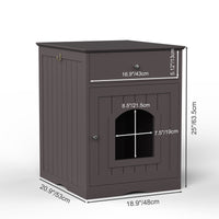 Black Wooden Cat Litter Box Enclosure W Drawer & Side Table, Indoor Pet Crate Nightstand For Home