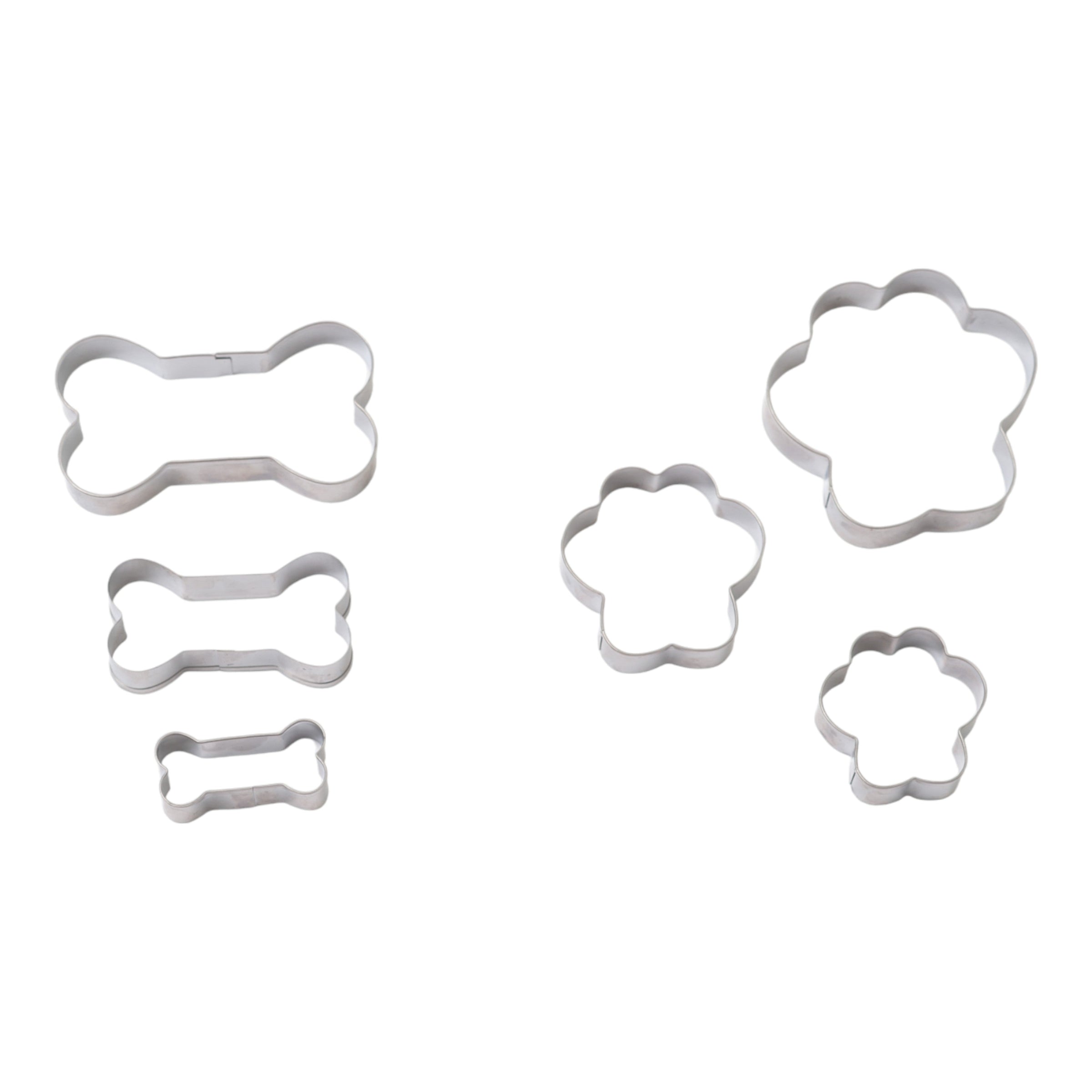 Country Living 6-Piece Stainless Steel Cookie Cutter Set (3 Paw-Shaped, 3 Bone-Shaped) - BIG FRENCHIES