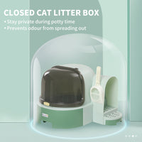 Cat Litter Box Easy to Clean Open with Scoop, Green