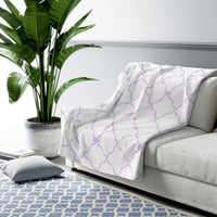 Three Bees Trellis Bow Cozy Sherpa Fleece Blanket - Lavender - BIG FRENCHIES