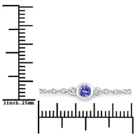 0.50 Carat Genuine Tanzanite .925 Sterling Silver Bracelet
