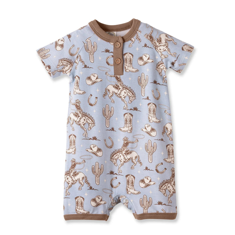 Wild Wrangler/Blue Western Bamboo Shorty Romper for Boys - BIG FRENCHIES
