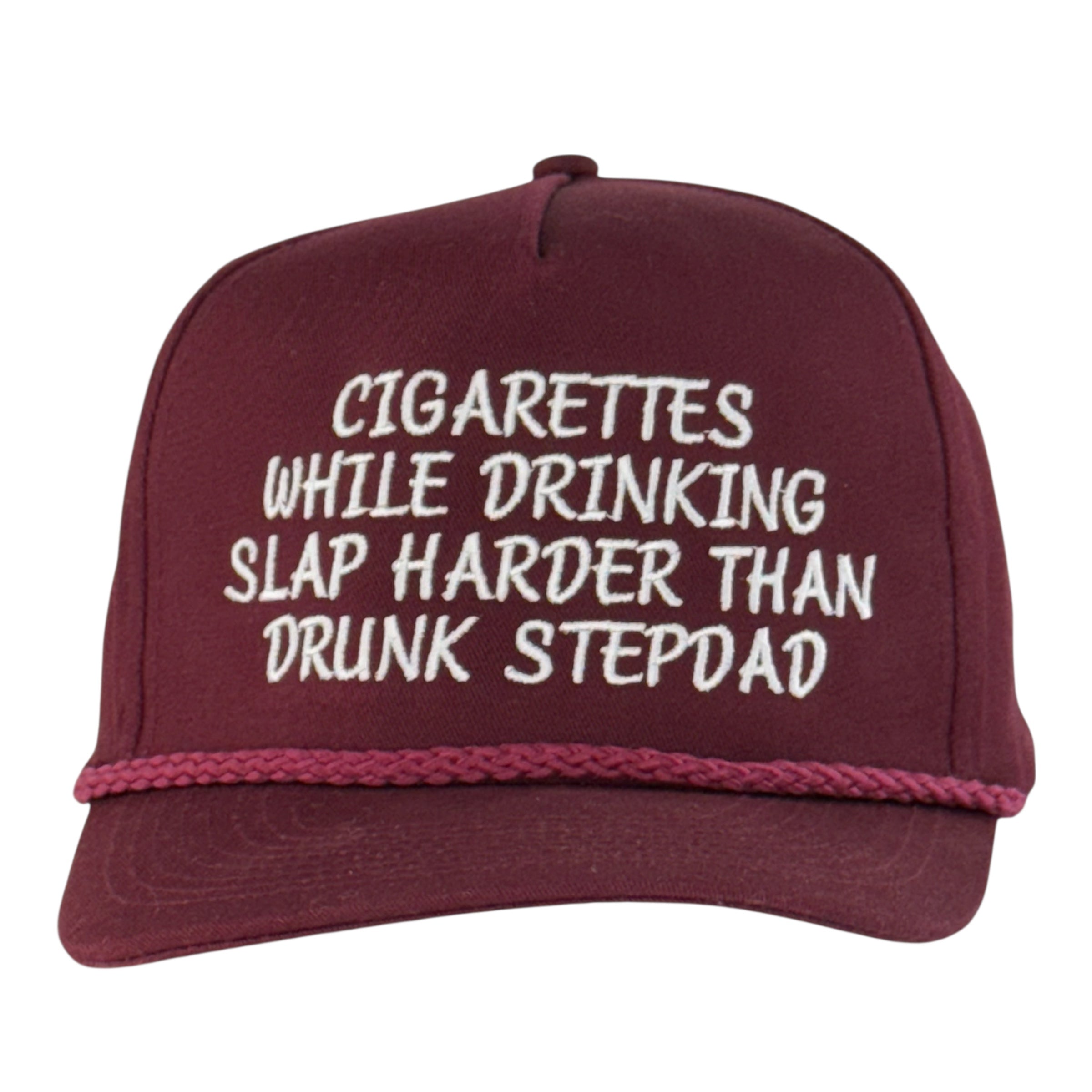 Cig While Drinking Hat Funny Drunk Stepdad Trucker Cap Retro Rope Hat Sarcastic Custom Embroidered Dad Hat Gift