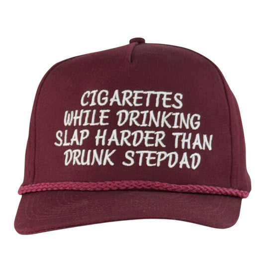 Cig While Drinking Hat Funny Drunk Stepdad Trucker Cap Retro Rope Hat Sarcastic Custom Embroidered Dad Hat Gift