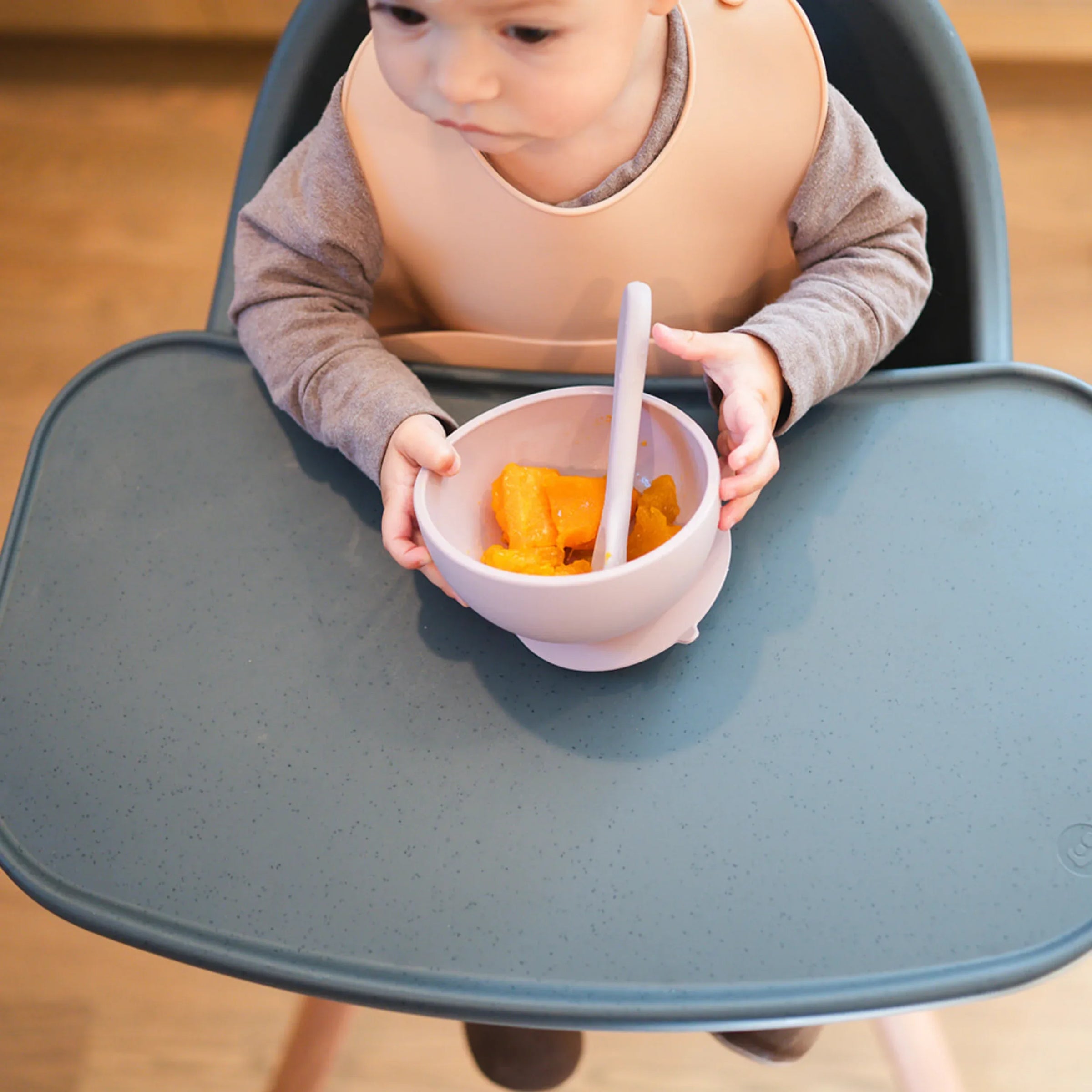 Apricot Suction Bowl and Spoon Set - BIG FRENCHIES