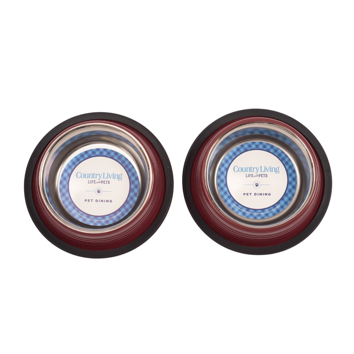Country Living Set of 2 Ribbed Non-Slip Pet Bowls – Merlot Red - BIG FRENCHIES