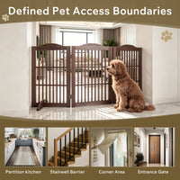Wooden Freestanding Foldable Pet Gate for Dogs, 30 inch 3 Panels Step Over Fence, Dog Gate for The House, Doorway
