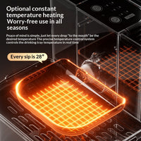 Thermostatically Controlled Plug-Free Pet Water Fountain With Automatic Tilting Feature Flowing Water