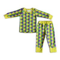 Long sleeve diamond print boy mardi gars pajamas - BIG FRENCHIES