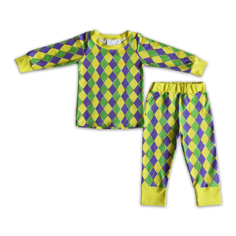 Long sleeve diamond print boy mardi gars pajamas - BIG FRENCHIES