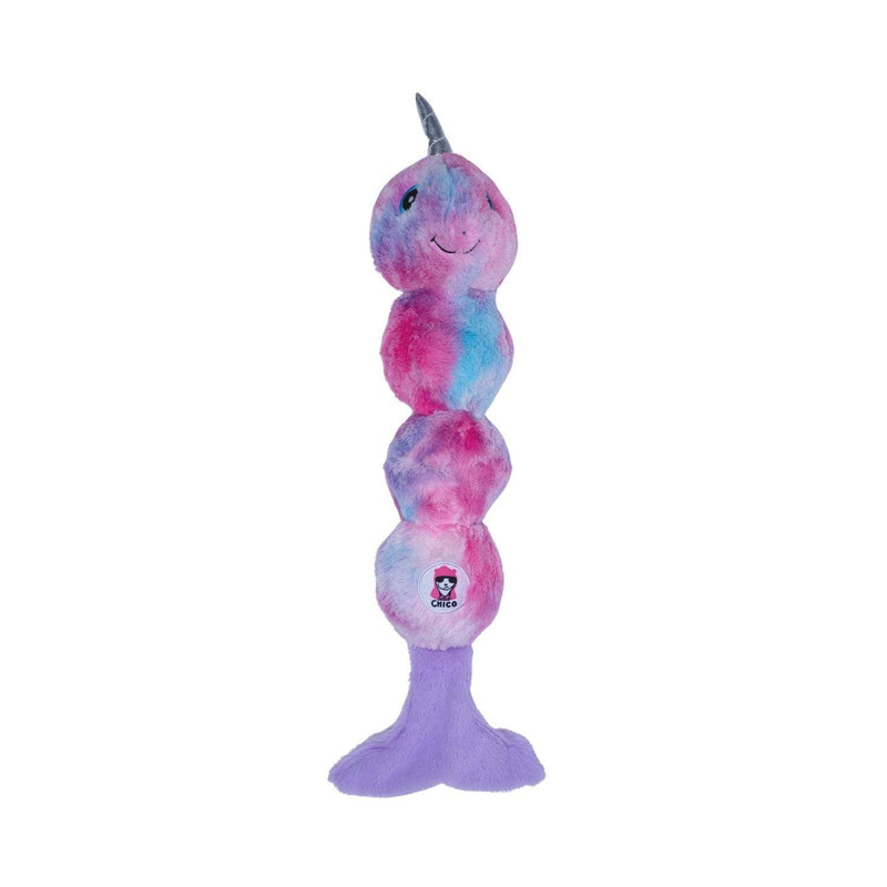 Tie Dye Skinny Narwhal Magical Creature Plush Dog Toy – with Squeaker & Crinkle Paper for Fun Play - BIG FRENCHIES