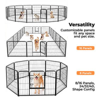 Dog Playpen Indoor Fence Height Metal Exercise Pen with Door Small Puppy/Medium/Large Dogs Animal Pet for Outdoor, Garde