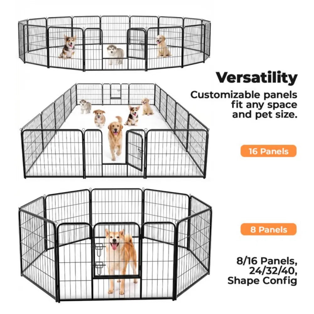 Dog Playpen Indoor Fence Height Metal Exercise Pen with Door Small Puppy/Medium/Large Dogs Animal Pet for Outdoor, Garde