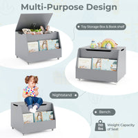 Wooden Mobile Toy Storage Organizer with Bookshelf and Lockable Wheels
