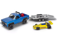 Level 3 Model Kit 1978 Chevrolet Off-Road 4x4 Pickup Truck and "Malibu Grand Prix" Virage with Trailer "Fantasy Formula" 1/25 Scale Model by Revell