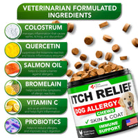 Dog Allergy Chews 120 Count Itch Relief Hot Spots Immune Support