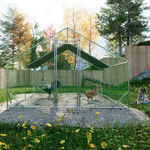 Large Metal Chicken Coop, Walk-in Chicken Run,Galvanized Wire Poultry Chicken Hen Pen Cage, Rabbits Duck Cages With Wate