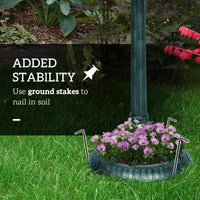 32" Antique Bird Bath Decorative Birdbath Bird Feeder Bowl with Planter Pedestal and Bird Statues, Verdigris