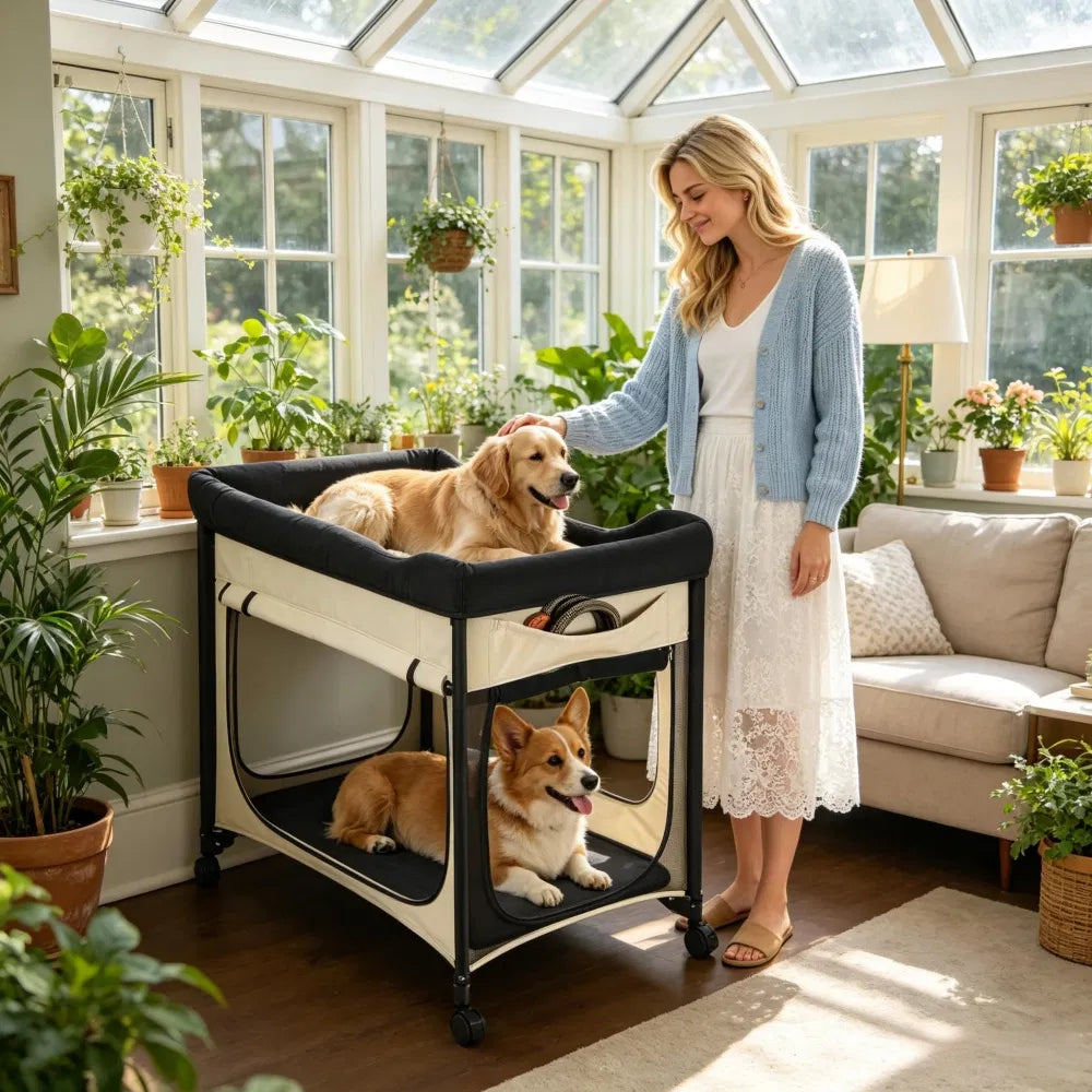 Elevated Dog Bed with Waterproof Oxford for Closet