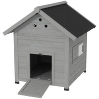 Duck Coop, Wooden Duck House With Openable Roof & Double Doors, Light Gray