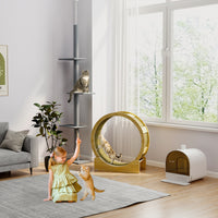 Floor-to-Ceiling Cat Tree Cat Climbing Tower with Sisal-Covered Scratching Posts Natural Cat Activity Center for kittens