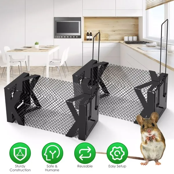 Humane Mouse Trap Cage, Non-Lethal No ElectricityGlueChemicals, Heavy Duty 1.15mm Metal