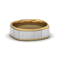 2 Tone Gold Texture Square Band Ring