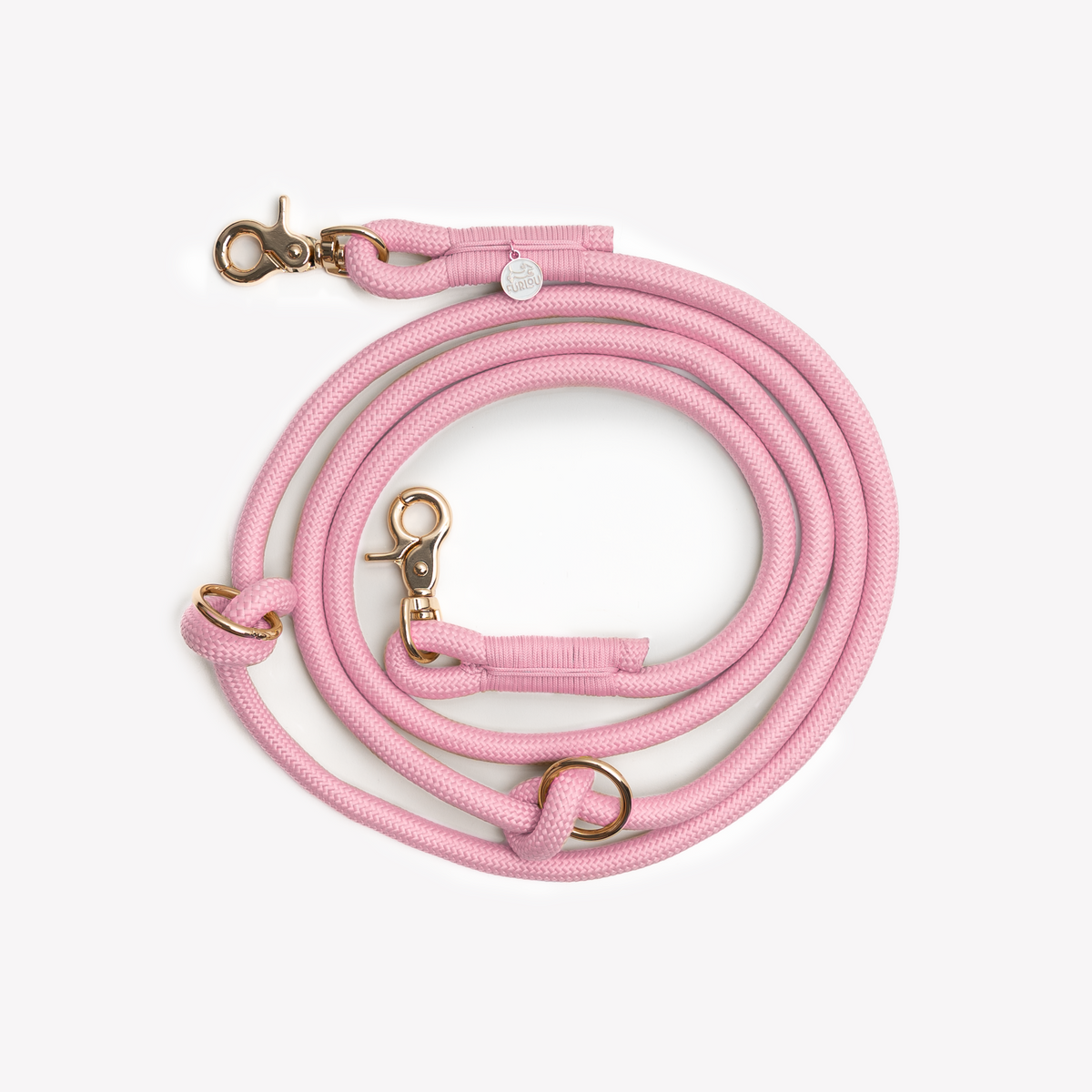 'Pink' - Hands Free Braided Leash-Hands Free Braided Leash-BIG FRENCHIES-FURLOU