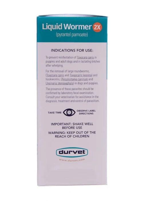 Puppy Dog Durvet Liquid Wormer 2x Puppies Adult Dogs 8 Oz. Hookworms Roundworms Safe