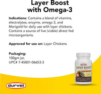 Wellness Chicken Durvet Layer Boost Chickens Poultry Vitamin & Electrolyte Supplement 100g