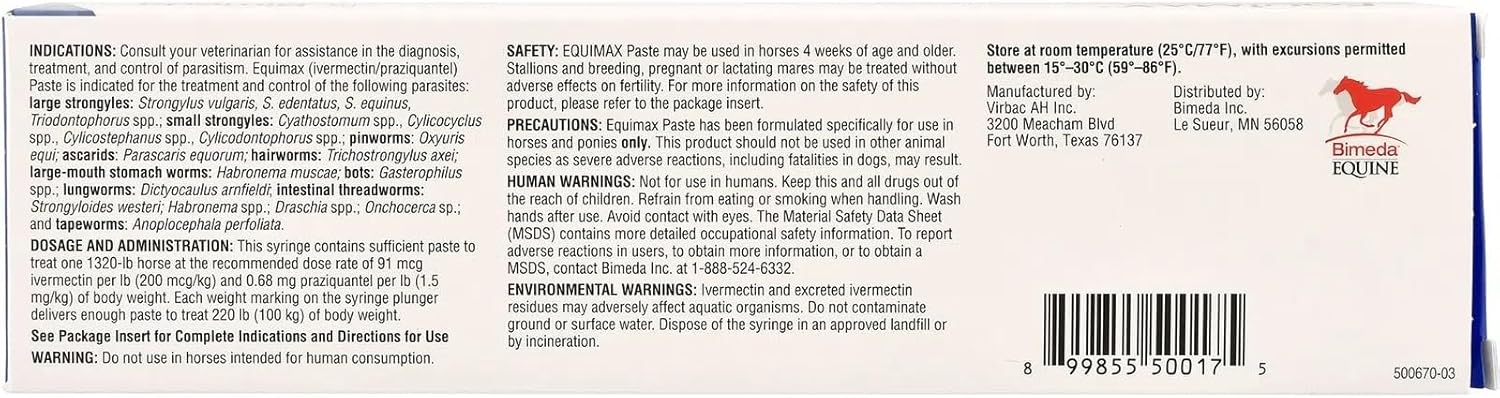 Equimax Horse Wormer Tapes and All Major Parasites 1 Tube