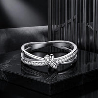 S925 Sterling Silver Oxidized Pavé Setting CZ Ring Size 6 for Women