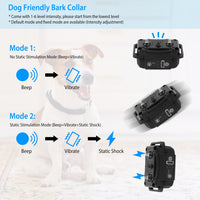 Dog Bark Collar Rechargeable Waterproof Beep Vibration Static Stimulation Bark Stopper Automatic Identification Collar W