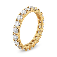 14K Yellow Gold 2.00 Cttw Shared Prong Set Round Cut Diamond Eternity Band (J-K Color, VS1-VS2 Clarity) - Ring Size 6.75