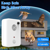 4 Packs Ultrasonic Pest Repeller, 1-75KHz 6 Adjustable Levels for Bats Birds Mice, Humane Indoor Pest Control