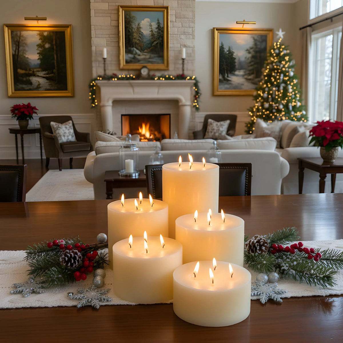 Giant Six Inch Wide White Beeswax 4 Wick Candles - BIG FRENCHIES