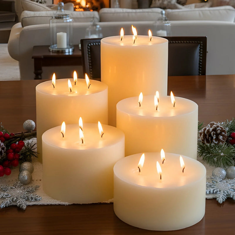 Giant Six Inch Wide White Beeswax 4 Wick Candles - BIG FRENCHIES