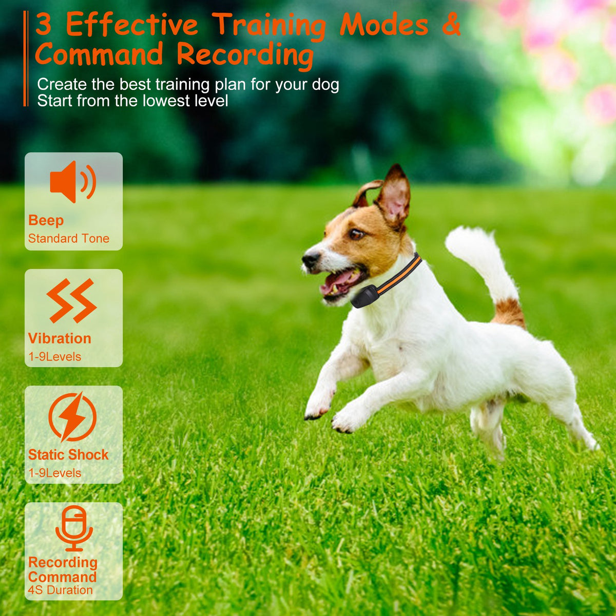 1Pc 984FT Dog Training Collar IP65 Waterproof Pet Beep Vibration Electric Shock Collar 3 Channels Rechargeable Transmitt