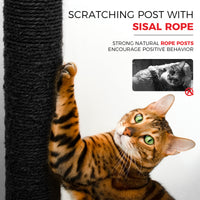 Black Gothic Cat Tree, Multi-Level Spooky Cat Tree with Scratching Posts, Perches, Hammock, and Cat Cave - Black Cat Tow