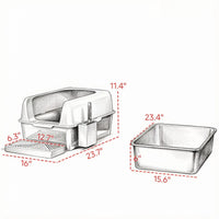 Light Gray 2 Pack High Sided Stainless Steel Litter Box Anti-Urine Leakage for Multi-Cat Households