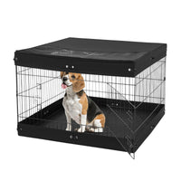 Dog Playpen 4 Panels Foldable Metal Dog Exercise Pen With Bottom Pad Cover