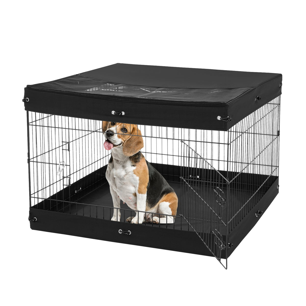 Dog Playpen 4 Panels Foldable Metal Dog Exercise Pen With Bottom Pad Cover