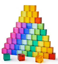 60 Pcs Rainbow Translucent Lucite Cubes Set with Storage Tray - BIG FRENCHIES