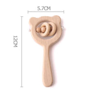 Modern Wooden Rattle Beech Bear Hand Teething Wooden Ring Baby Rattles Play Educational Toys For Kids - BIG FRENCHIES