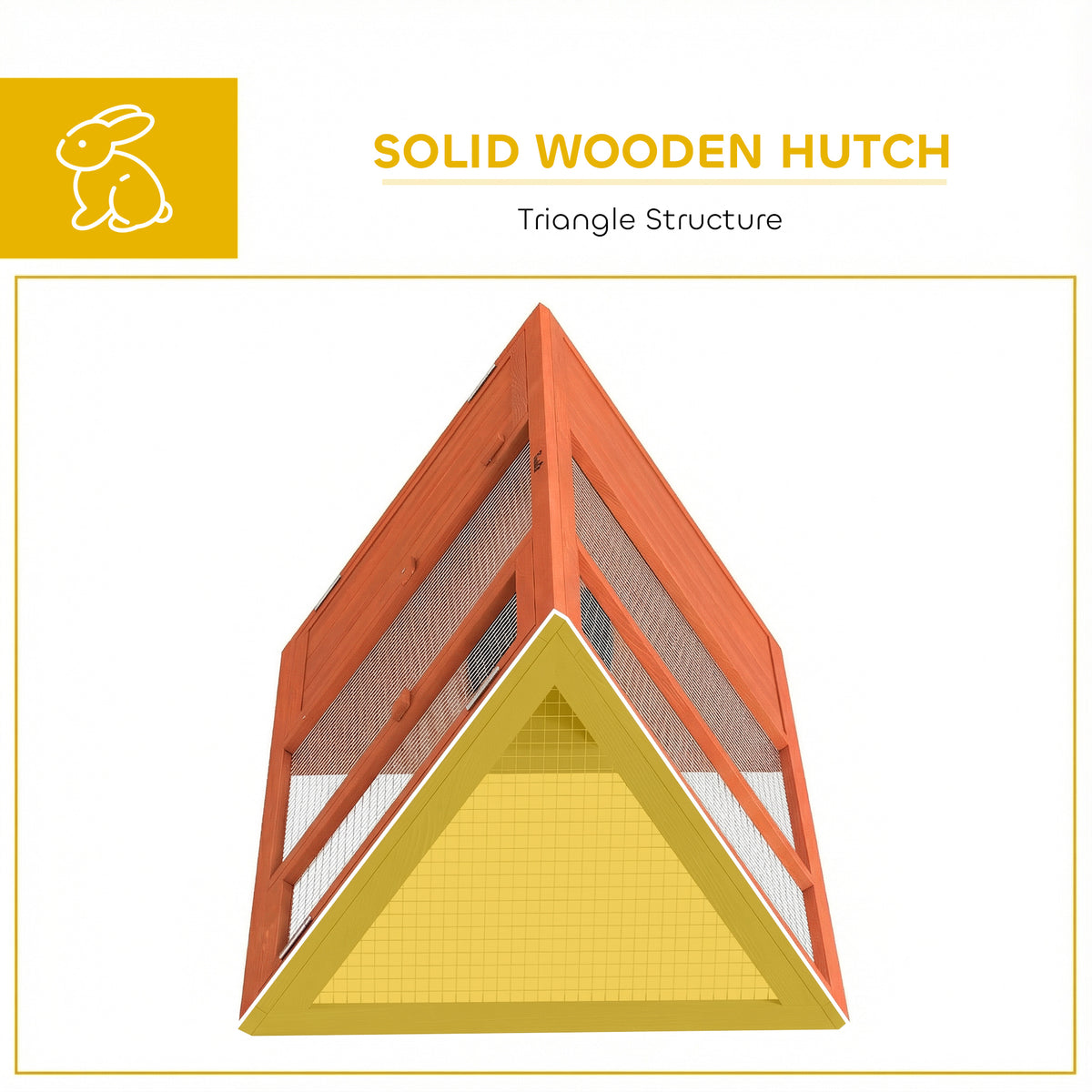 Rabbit Hutch, Wooden Guinea Pig Hutch with Run and Doors, Outdoor Triangle Bunny House for Rabbits,Duck and Chicken