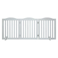 Wooden Freestanding Foldable Pet Gate for Dogs, 24 inch 3 Panels Step Over Fence, Dog Gate for The House, Doorway