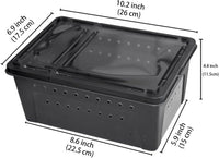 Portable Reptile Terrarium Habitat for Mini Pet Houses Breathable Holes Stackable Container (Black-M) - BIG FRENCHIES