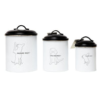 Country Living Set of 3 Pet Treat Storage Canisters – Black & White - BIG FRENCHIES