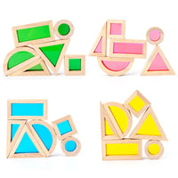 24 Pcs Rainbow Acrylic Sensory Wooden Building Blocks - BIG FRENCHIES