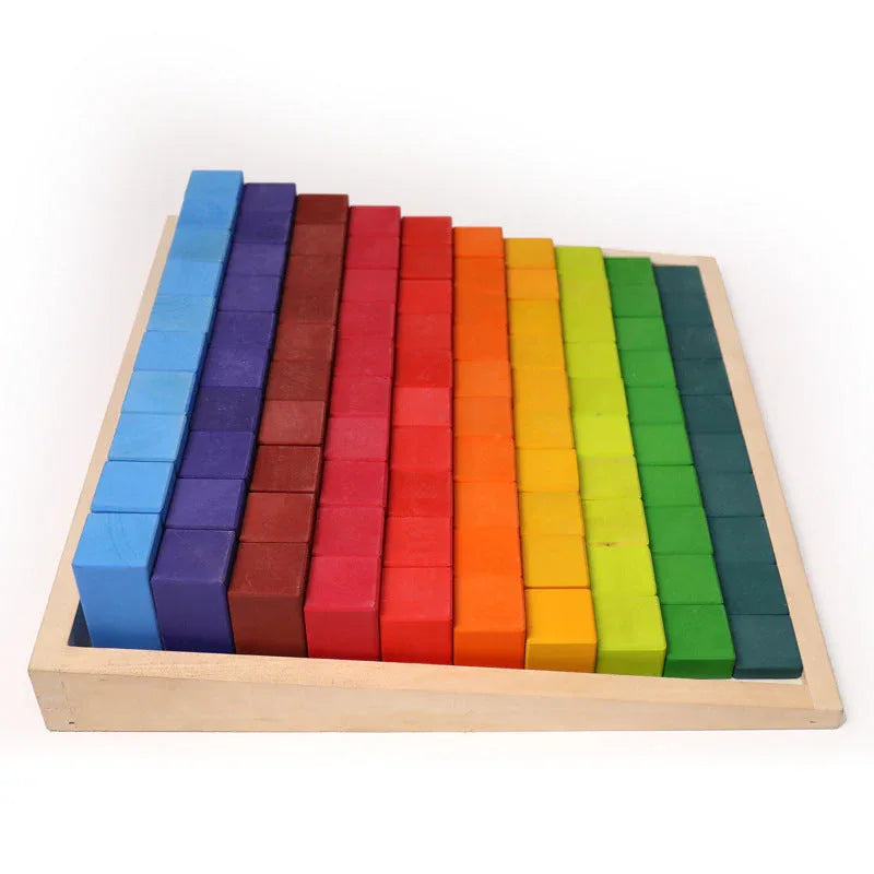 100 Pcs STAINED Large Stepped Counting Wooden Stacking Blocks - BIG FRENCHIES